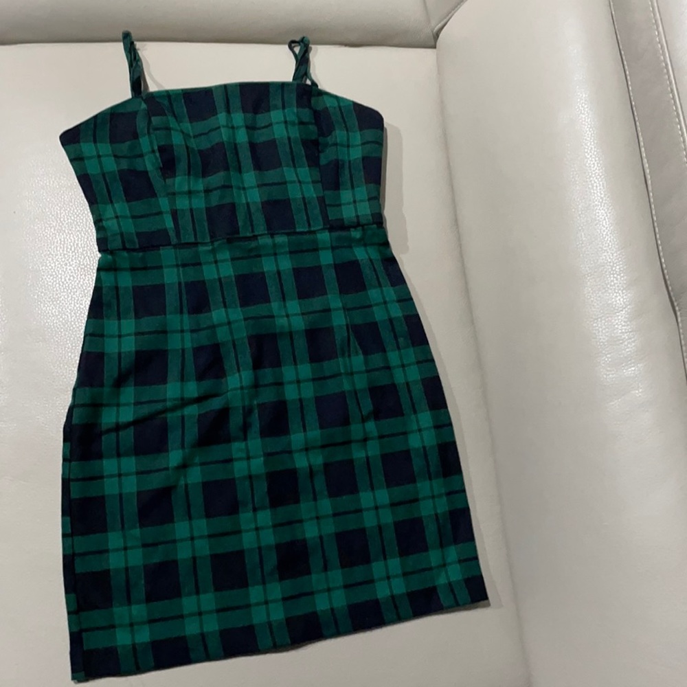 Fitted Plaid Mini Dress